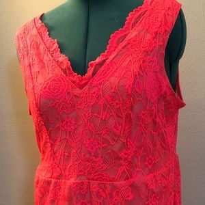 Torrid Neon Pink Lace Body con Dress- NWT